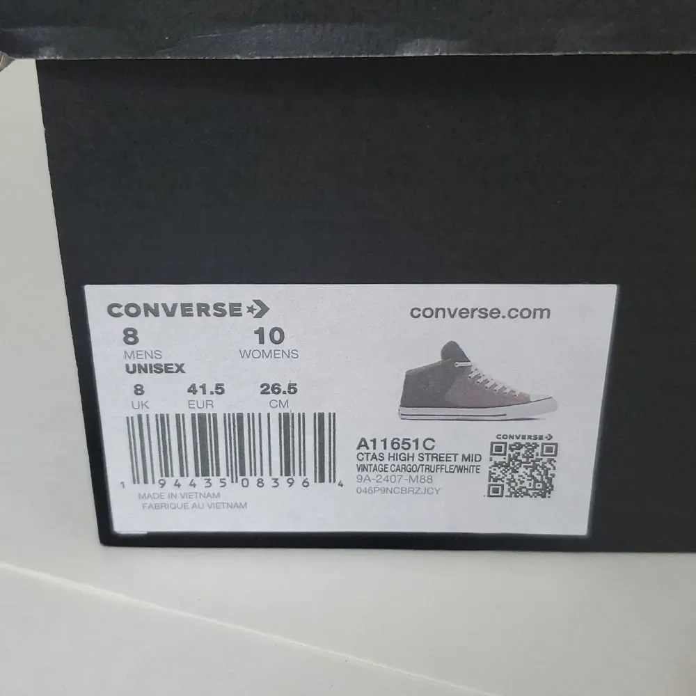 Converse All Star CTAS High Street Mid Unisex Sneakers Brown Tan M8/ W10 - Picture 10 of 10